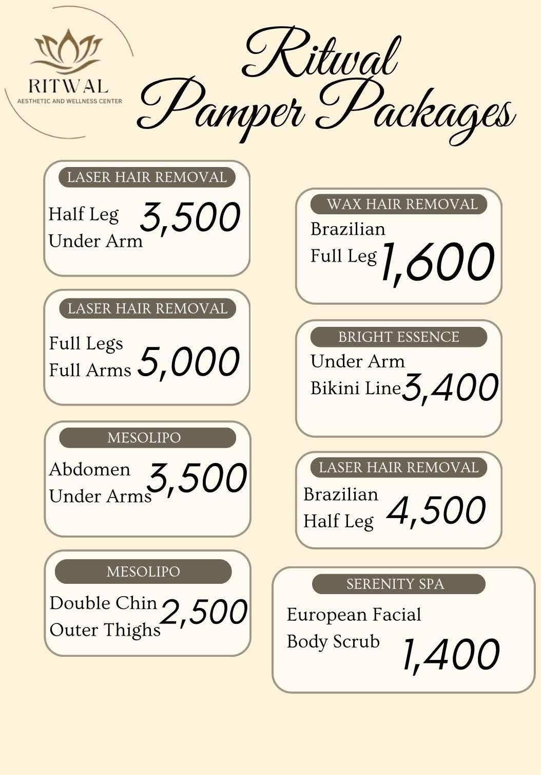 Ritwal pamper packages