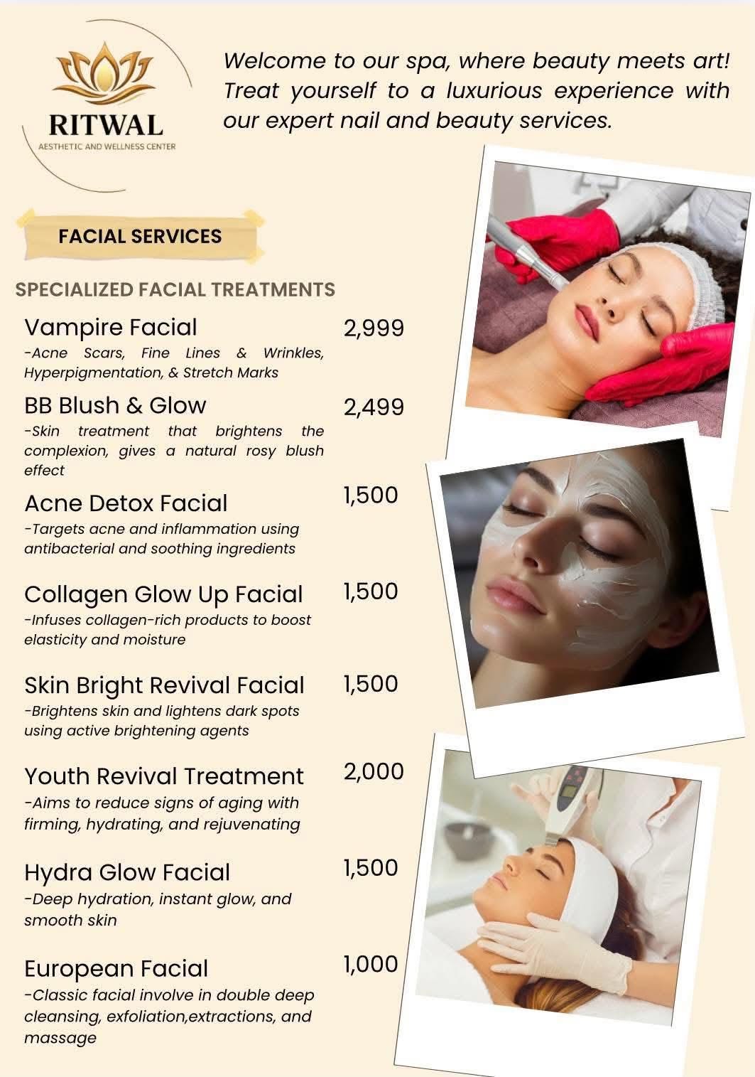 Advanced facial care menu