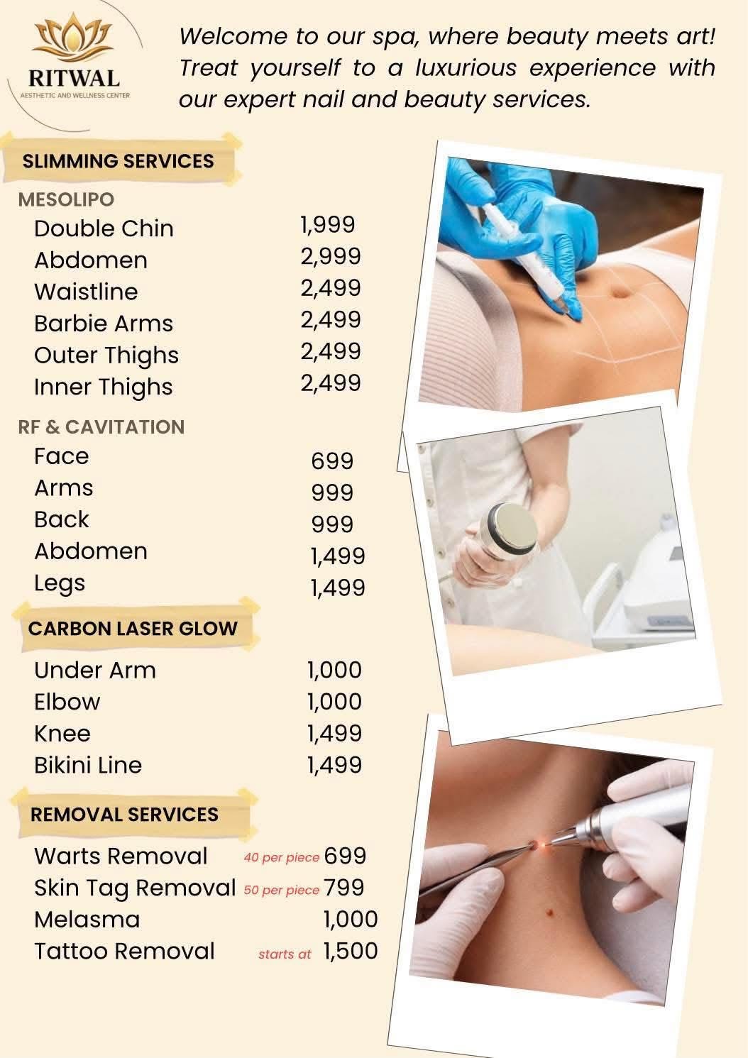 Slimming & body care menu
